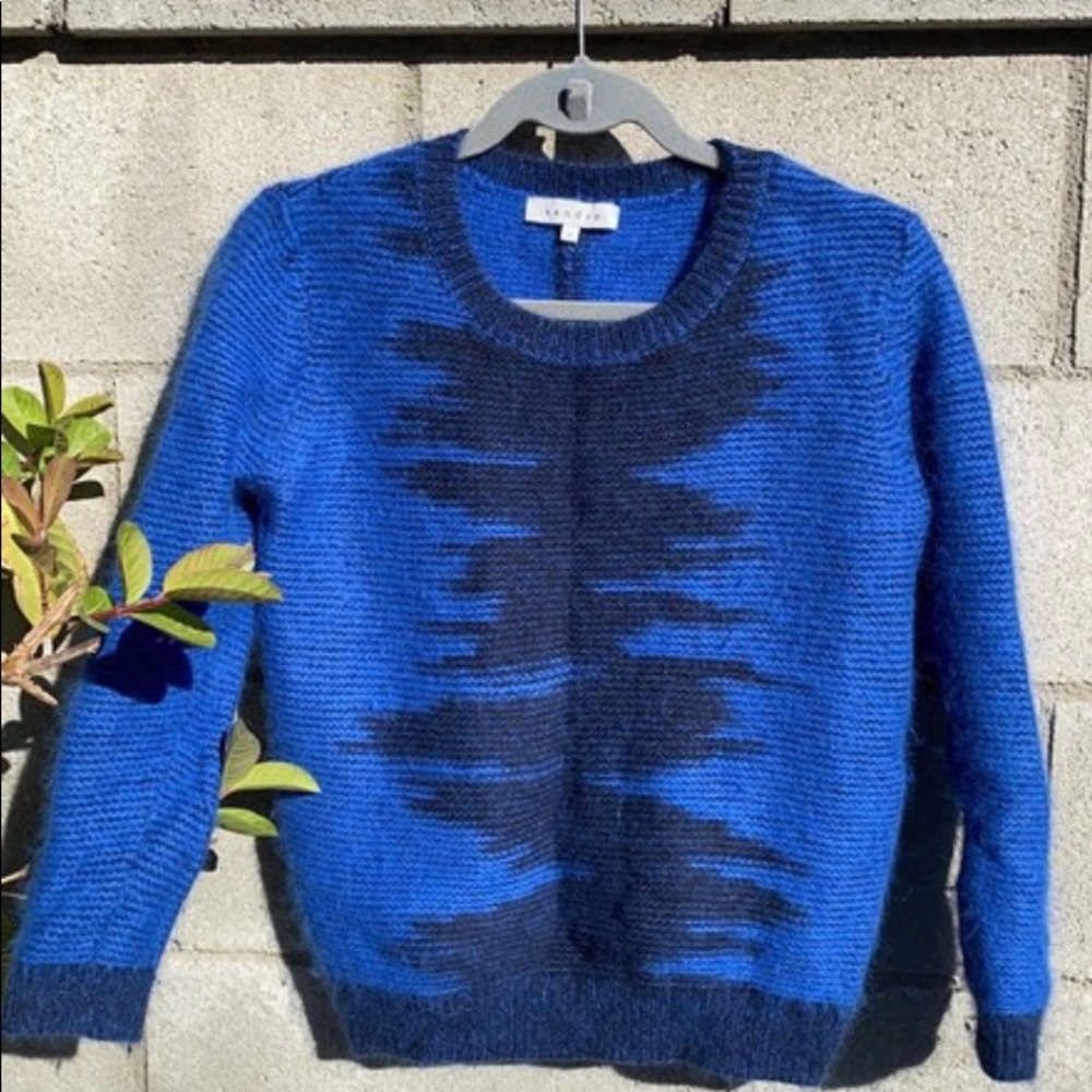 SANDRO Paris Cobalt Blue Pattern Sweater Top
